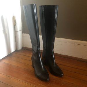 Calvin Klein Freeda Leather Block Heel Boots 8M